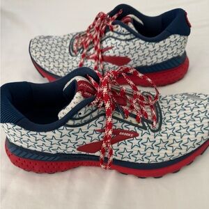 Like New Brooks Athletic Shoes - Red, White, and Blue Star Pattern